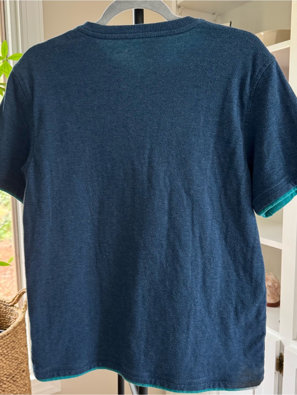 UNTUCKit Teal Logo Knit Tee with Heathered Navy Trim - Picture 6 of 6